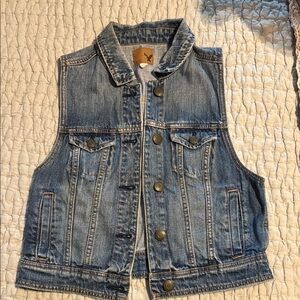Denim Sleeveless Vest with Button Closure